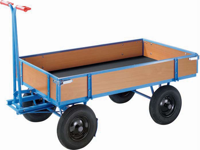 Handpritschenwagen, bis 1.000 kg, mit 4 Bordwänden, 1210x760mm, Luftreifen