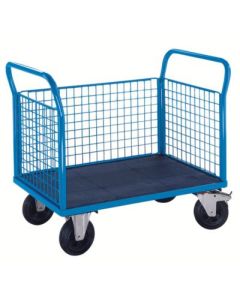 PLATTFORMWAGEN Mit Gitterwänden 3 hohe Wände 1050 x 700 Vollgummireifen